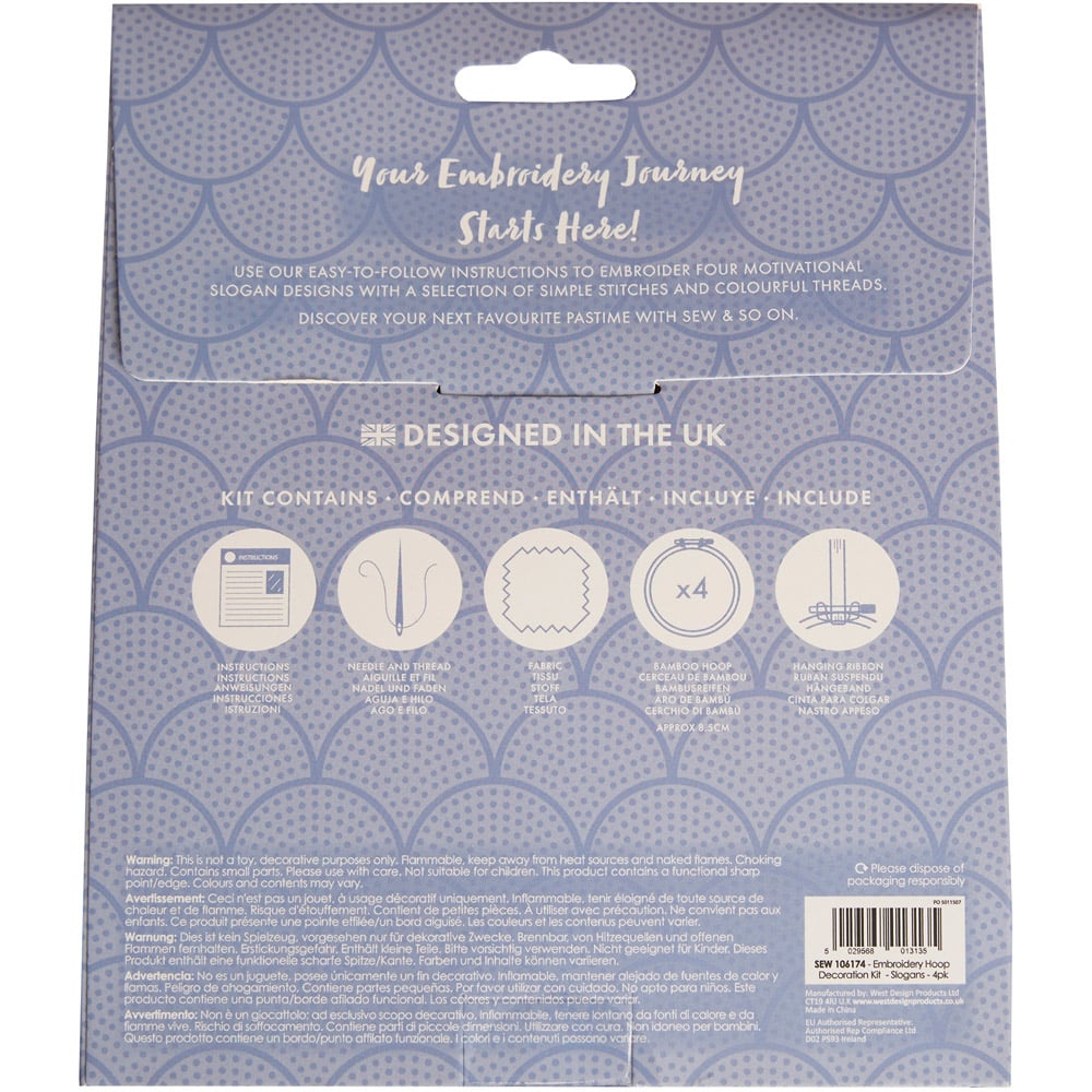 Sew & So On Multicoloured Slogans Embroidery Hoop Decorations Set Image 6