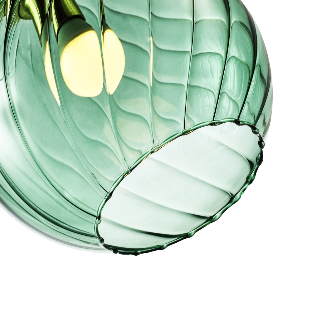 Happy Homewares Brushed Gold Ceiling Light with Emerald Green Glass Shade Image 5