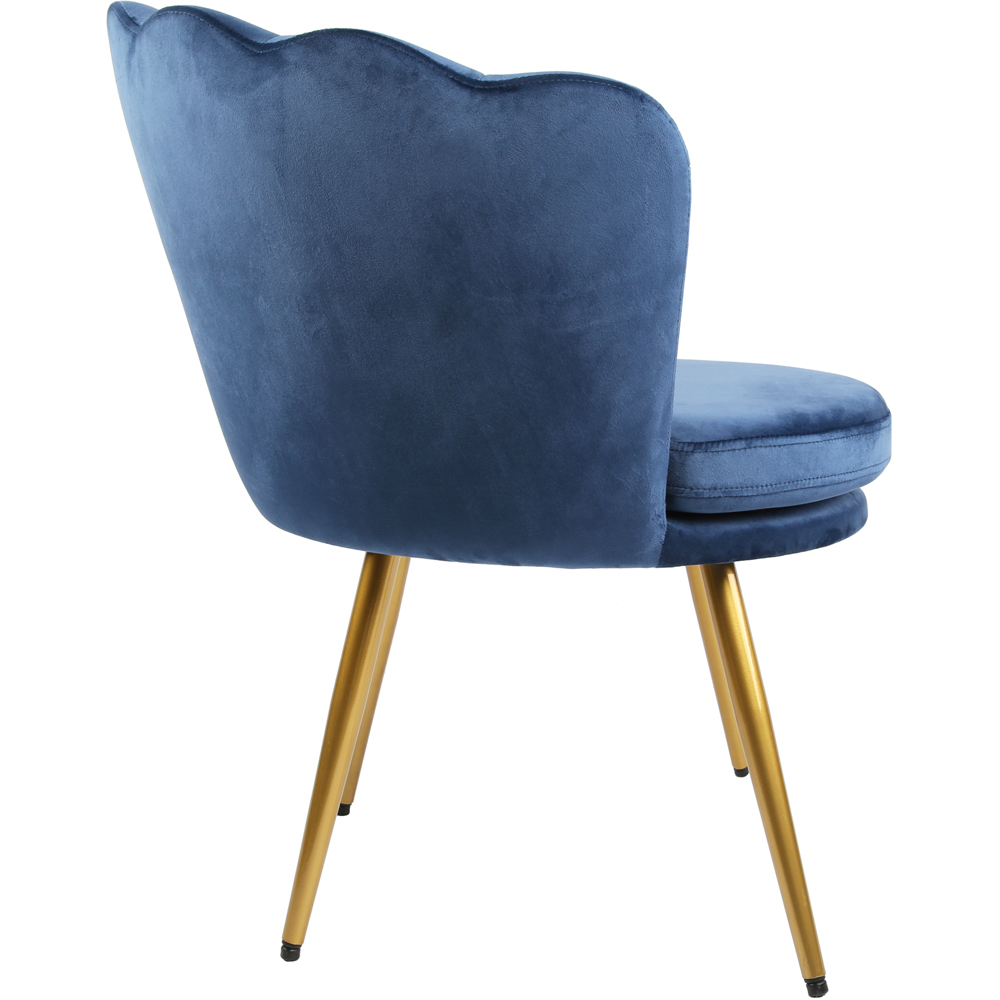 Flora Petal Back Accent Tub Chair Velvet Upholstery - Navy Image 4