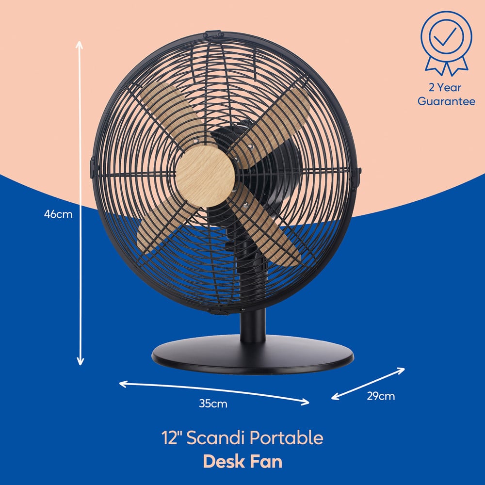 Russell Hobbs Black Scandi Desk Fan 12 inch Image 9