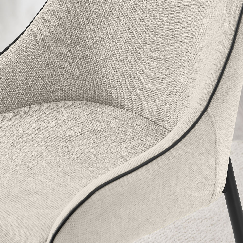 Furniturebox Belton Set of 2 Cream and Black Dining Chair Image 7