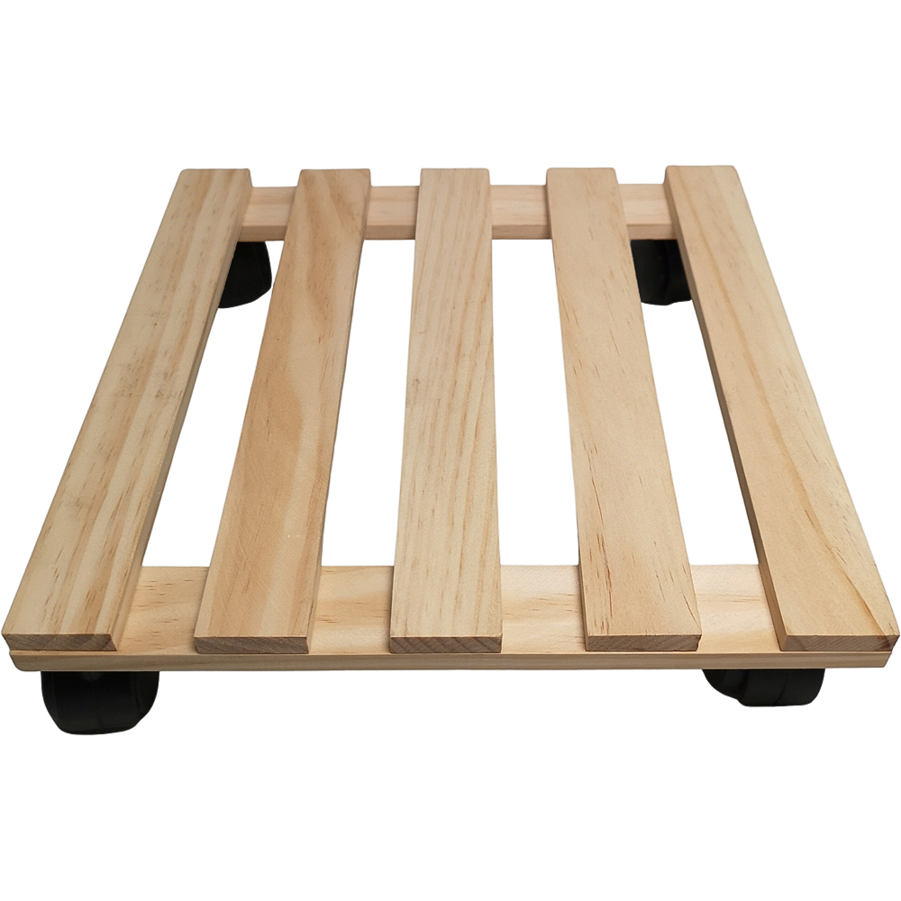 Samuel Alexander Square Wooden Rolling Plant Pot Trolley Stand 35cm Image 1