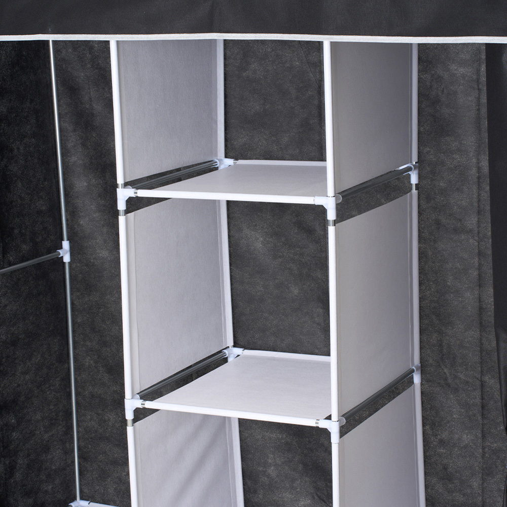 Living and Home 8 Shelf Black Portable Fabric Wardrobe Image 3