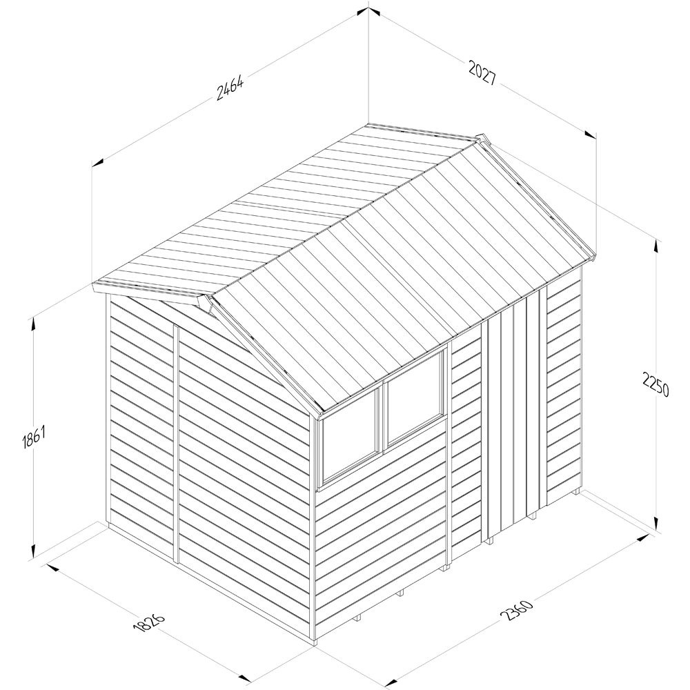 Forest Garden Timberdale 8 x 6ft Single Opening Reverse Apex Garden Shed Image 9