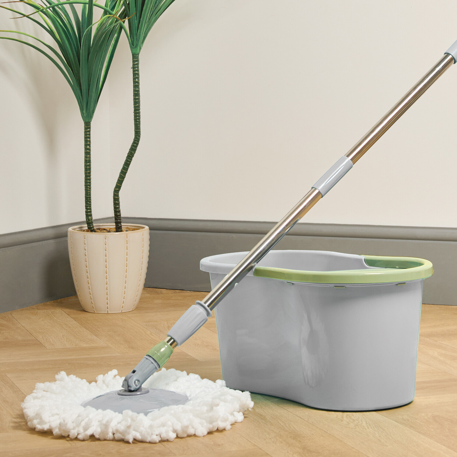 My Home Spin Mop with Bucket Grey Image 2