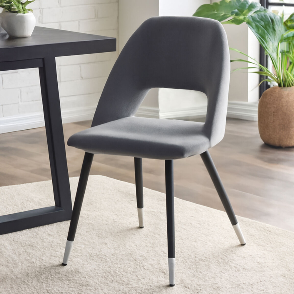 Premier Housewares Warren Grey Velvet Dining Chair Image 4