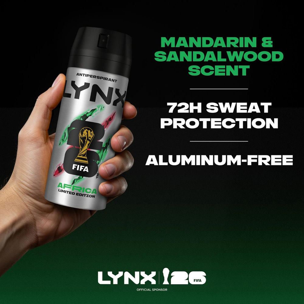 Lynx Africa 72H Sweat Protection Anti-Perspirant Aerosol Deodorant Spray 150ml 30 Pack Image 4