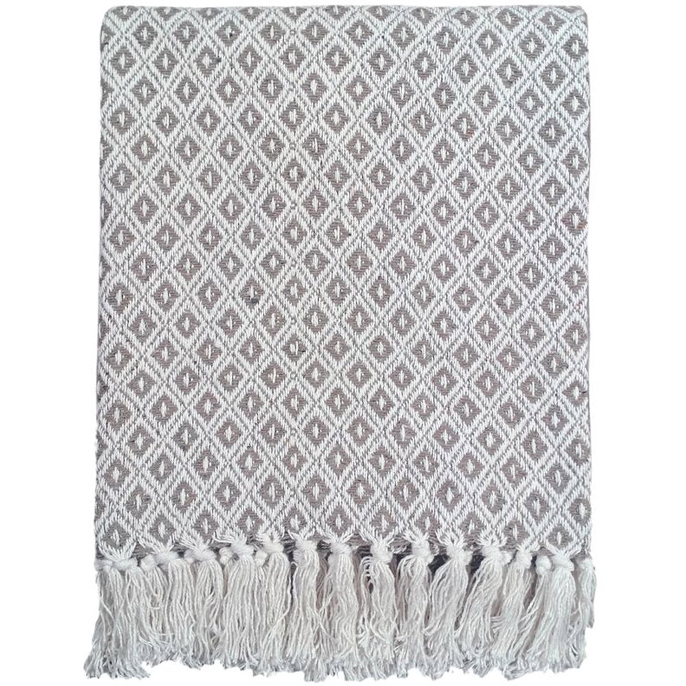 Rapport Home Natural Eden Recycled Cotton Geometric Throw 228 x 254cm Image 1