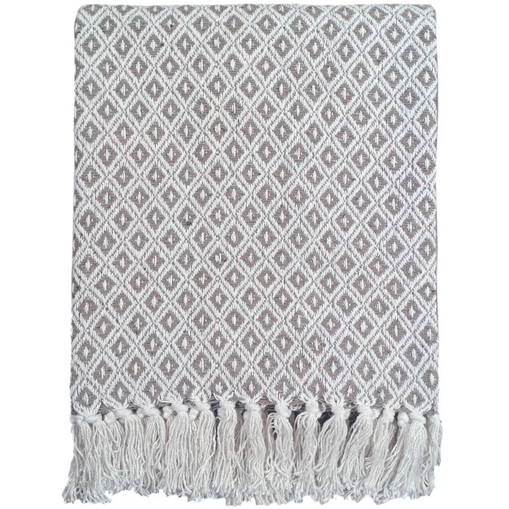 Rapport Home Natural Eden Recycled Cotton Geometric Throw 127 x 152cm Image 1