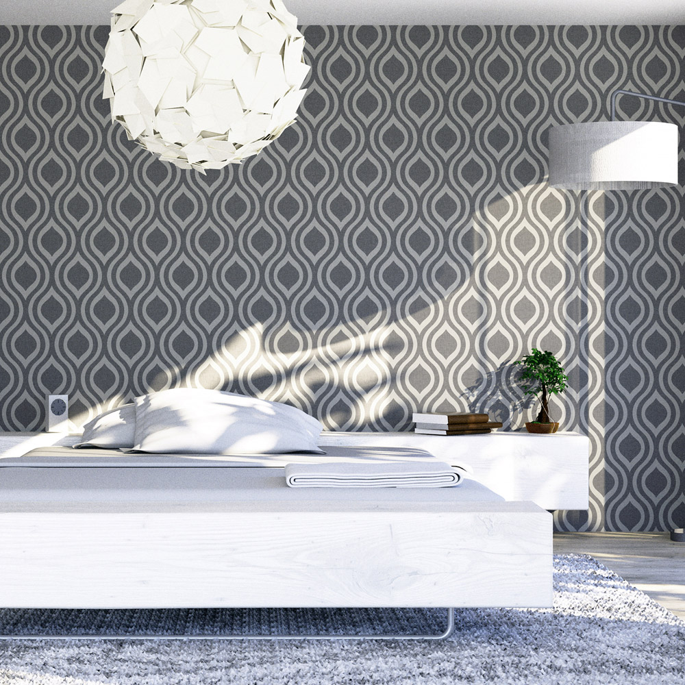 Arthouse Luxe Ogee Gunmetal Silver Wallpaper Image 6