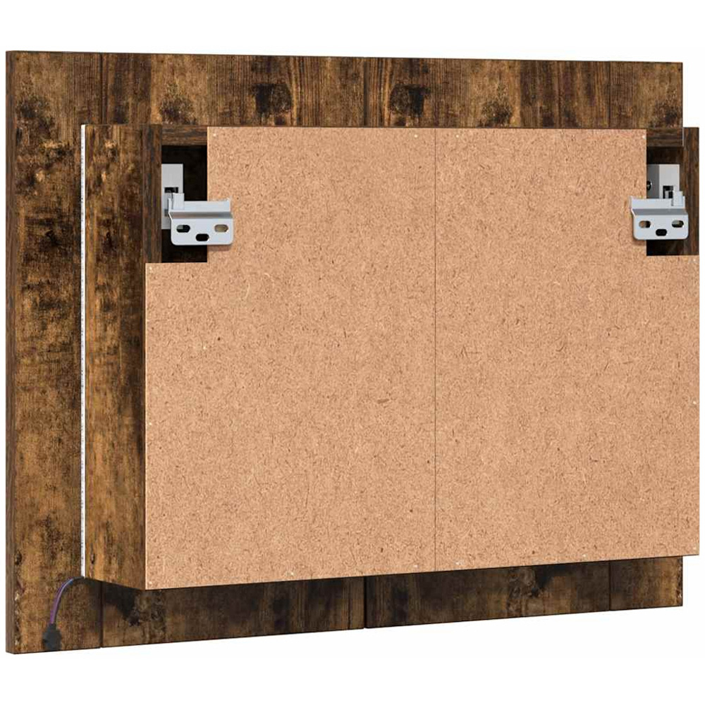 vidaXL 2 Door LED Mirror Smoked Oak Wooden Cabinet Image 5