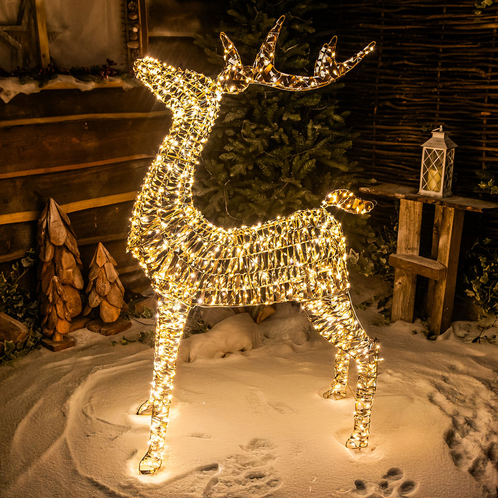 The Christmas Centre 960 Warm White LED Micro Lights Pre-Lit Gold Laser Lit Deer 120cm Image 6