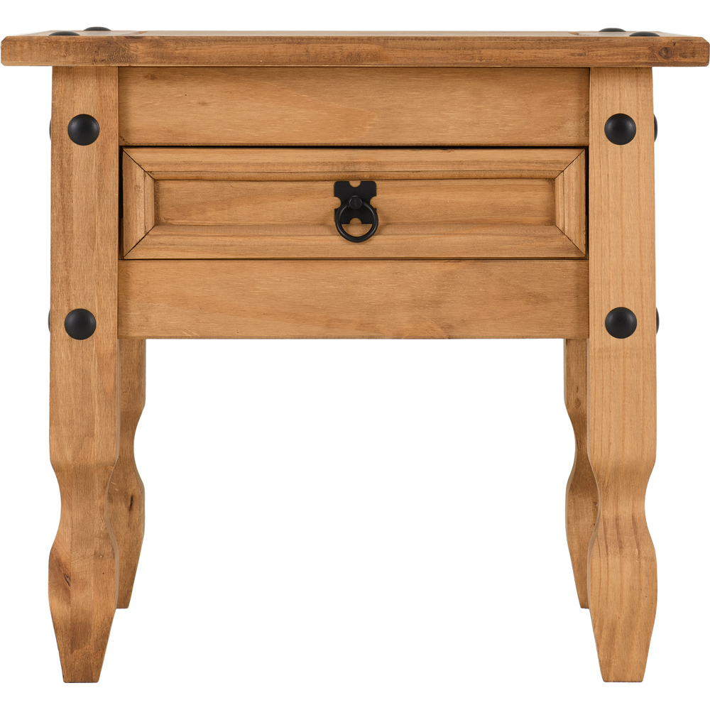 Seconique Corona Single Drawer Distressed Waxed Pine Lamp Table Image 3