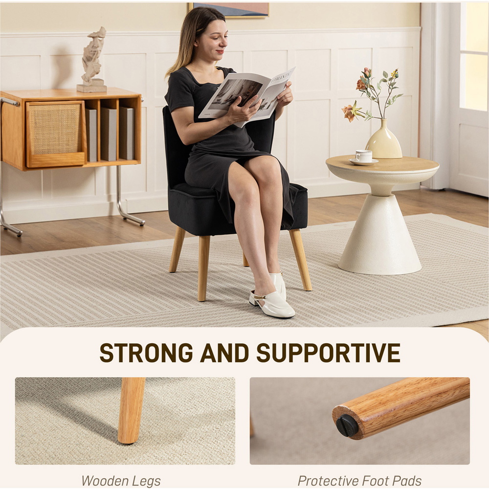 HOMCOM Black Velvet Occasional Tub Accent Chair Image 8