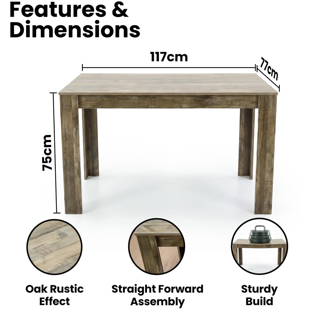 Portland 4 Seater Rustic Effect Dining Set Image 9