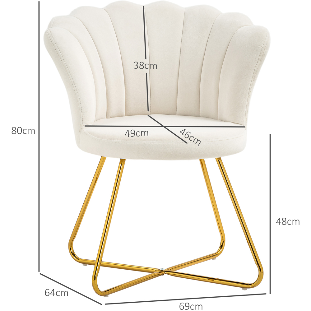 Portland Cream Velvet Accent Chair with Lotus Backrest Image 9