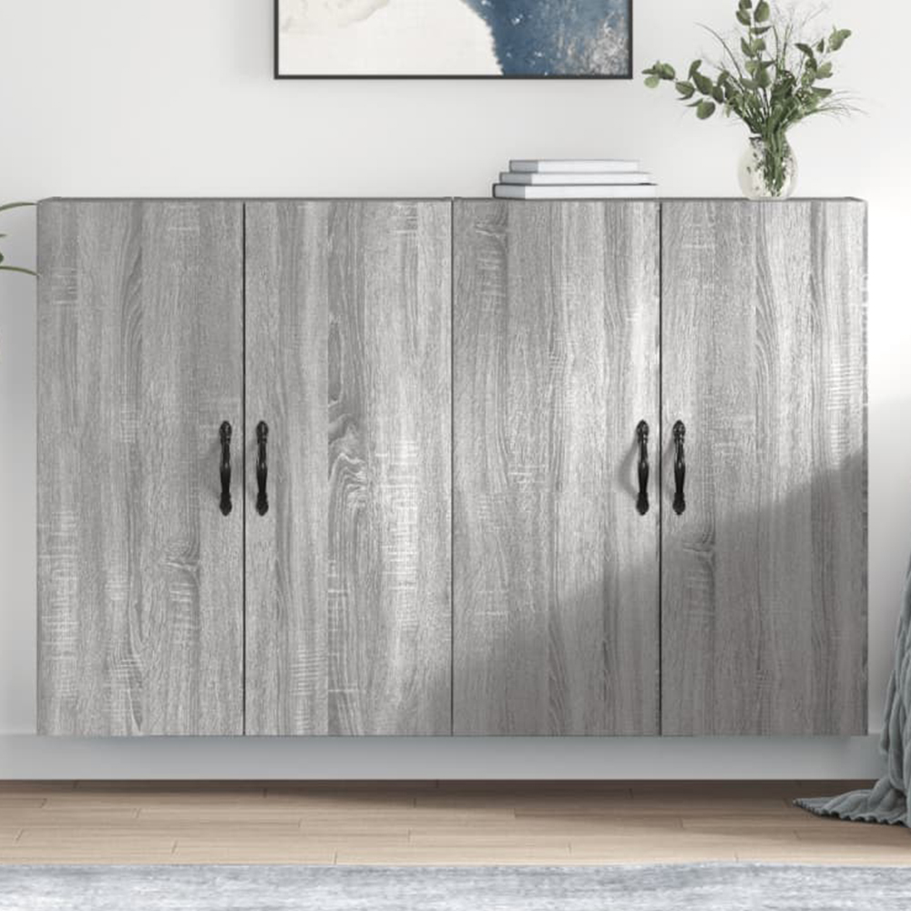 vidaXL 2 Door Grey Sonoma Wall Mounted Cabinet Set of 2 Image 1