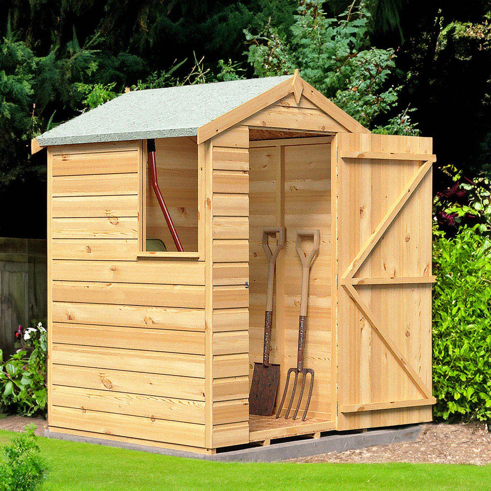 Shire GB Shetland 4 x 4ft Shiplap Apex Garden Shed Image 2