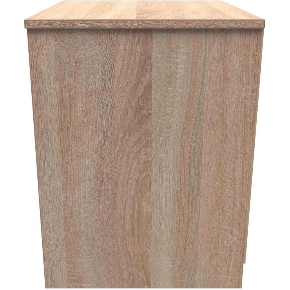 Crowndale Monaco 2 Drawer White Gloss and Bardolino Oak Compact Bedside Cabinet Ready Assembled Image 4