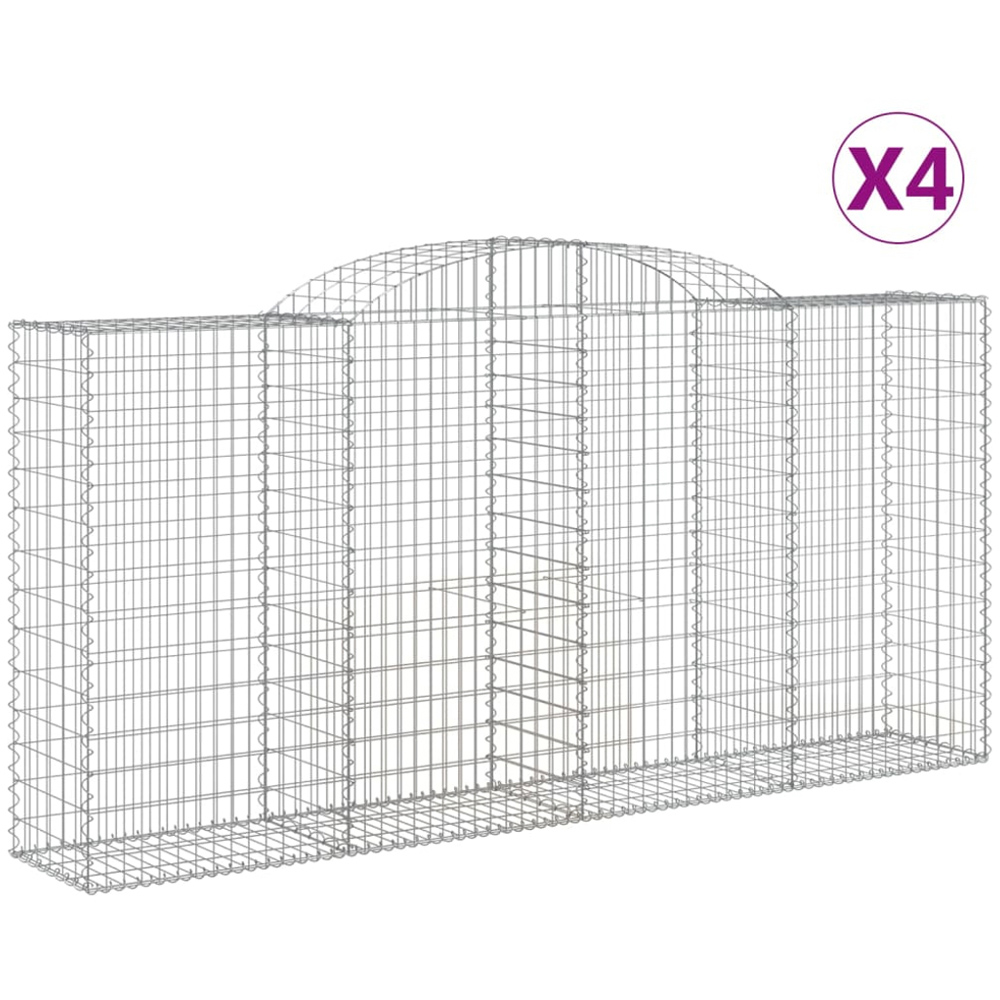 vidaXL Silver Galvanised Iron Arched Gabion Basket 300 x 50 x 140/160cm 4 Pack Image 4