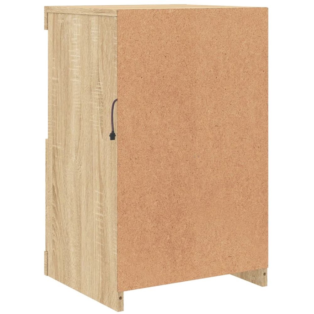 vidaXL Single Door 2 Shelf LED Sonoma Oak Side Cabinet Set of 2 Image 8