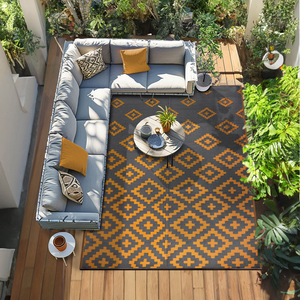Green Decore Bettina Charcoal Grey and Yellow Ochre Outdoor Rug 240 x 300cm Image 2