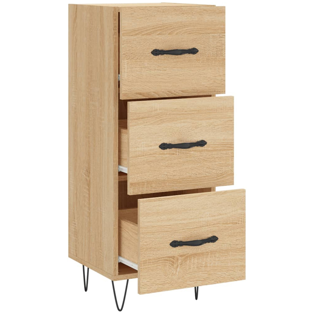 vidaXL 3 Drawer Sonoma Oak Sideboard with Metal Legs and Handles Image 5