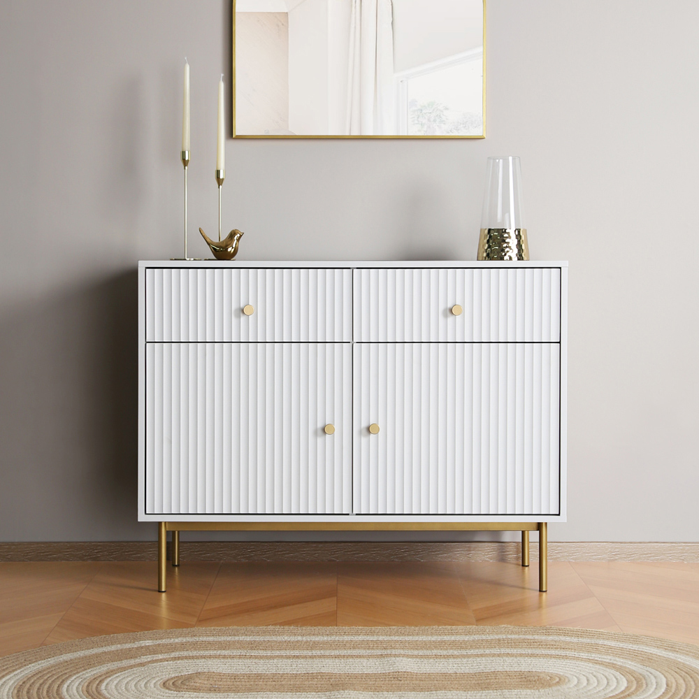 Devon 2 Door 2 Drawer White Cabinet Image 3