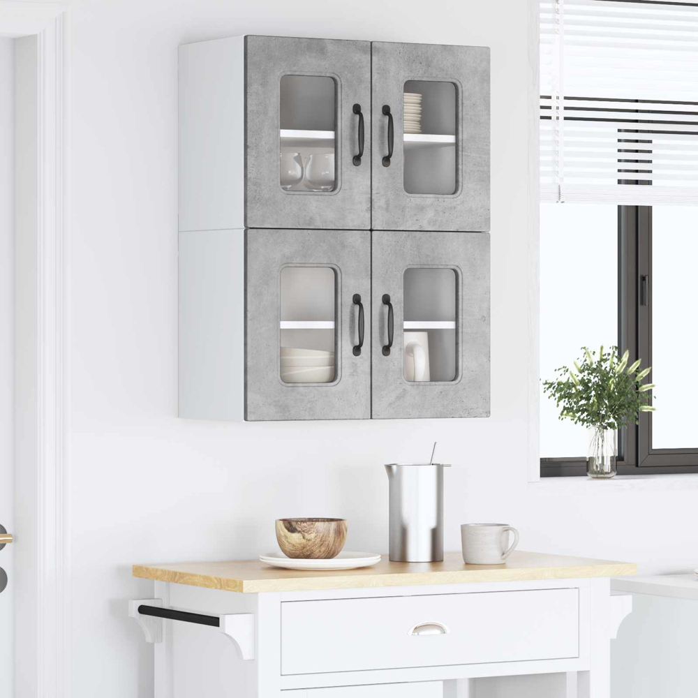 vidaXL Kalmar 2 Door Concrete Grey Wall Kitchen Cabinet 2 Pack Image 9
