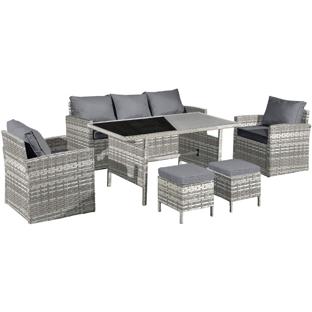 Oseasons Fiji 7 Seater Dove Grey Rattan Lounge Dining Set Image 2