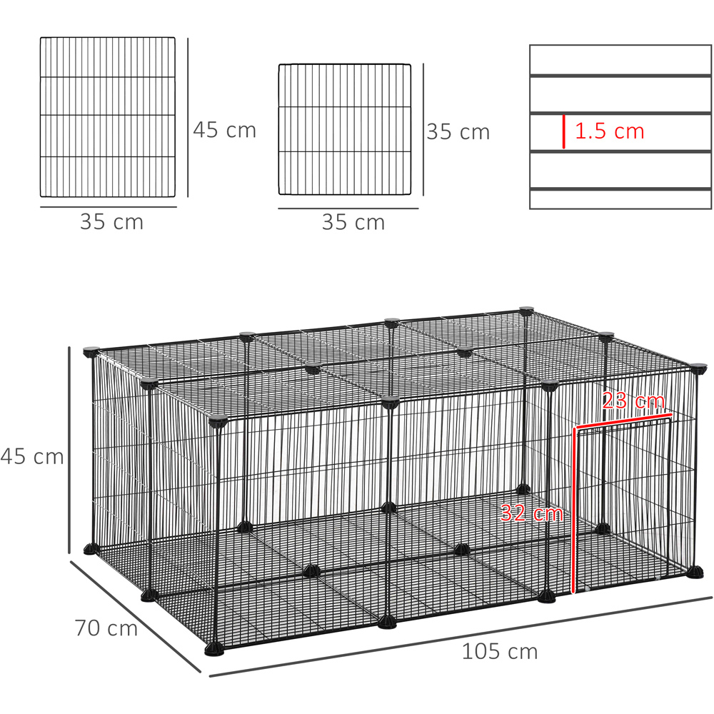 PawHut 22 Panel Small Animal DIY Pet Playpen with Door Image 3