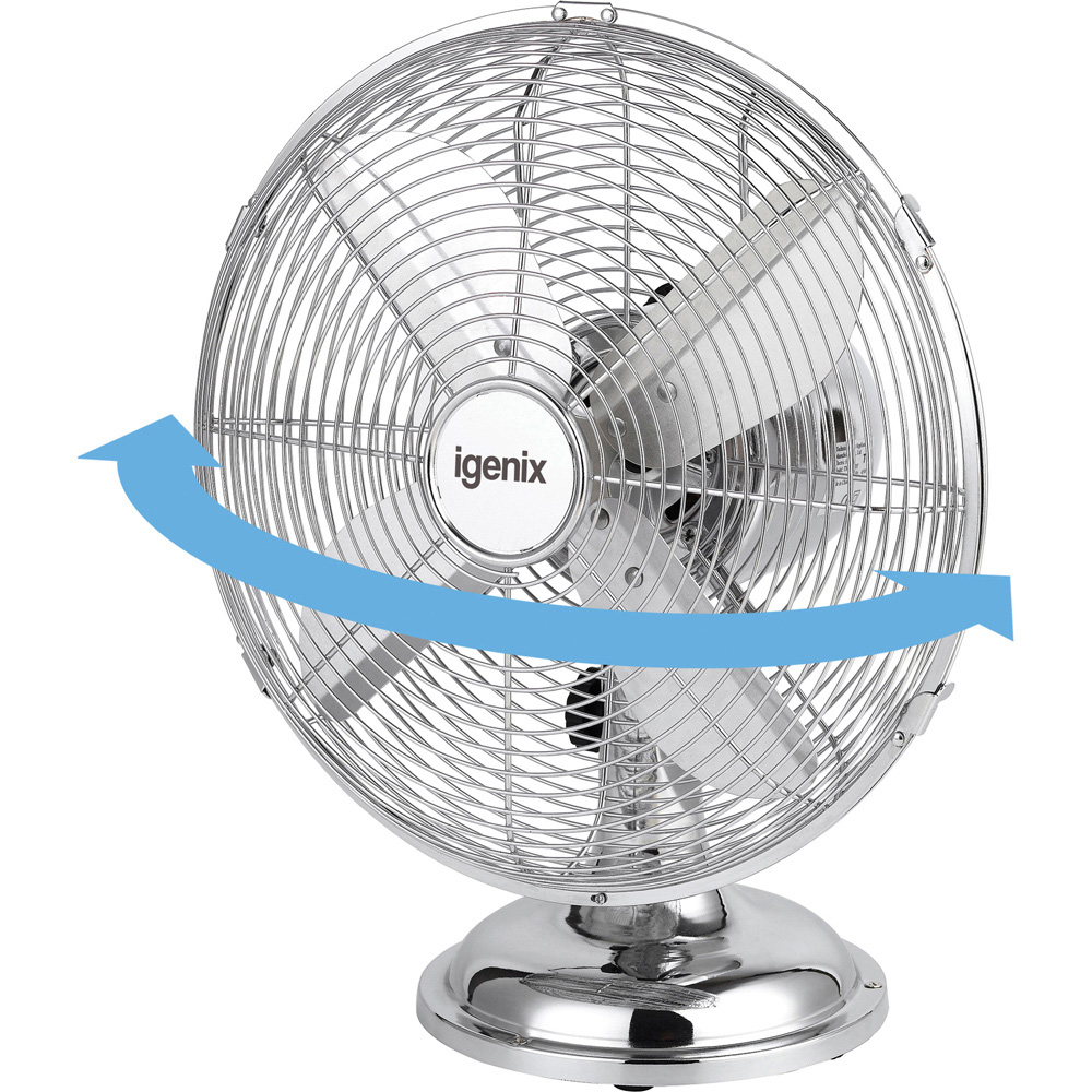 Igenix Chrome Silver Desk Fan 12 inch Image 5