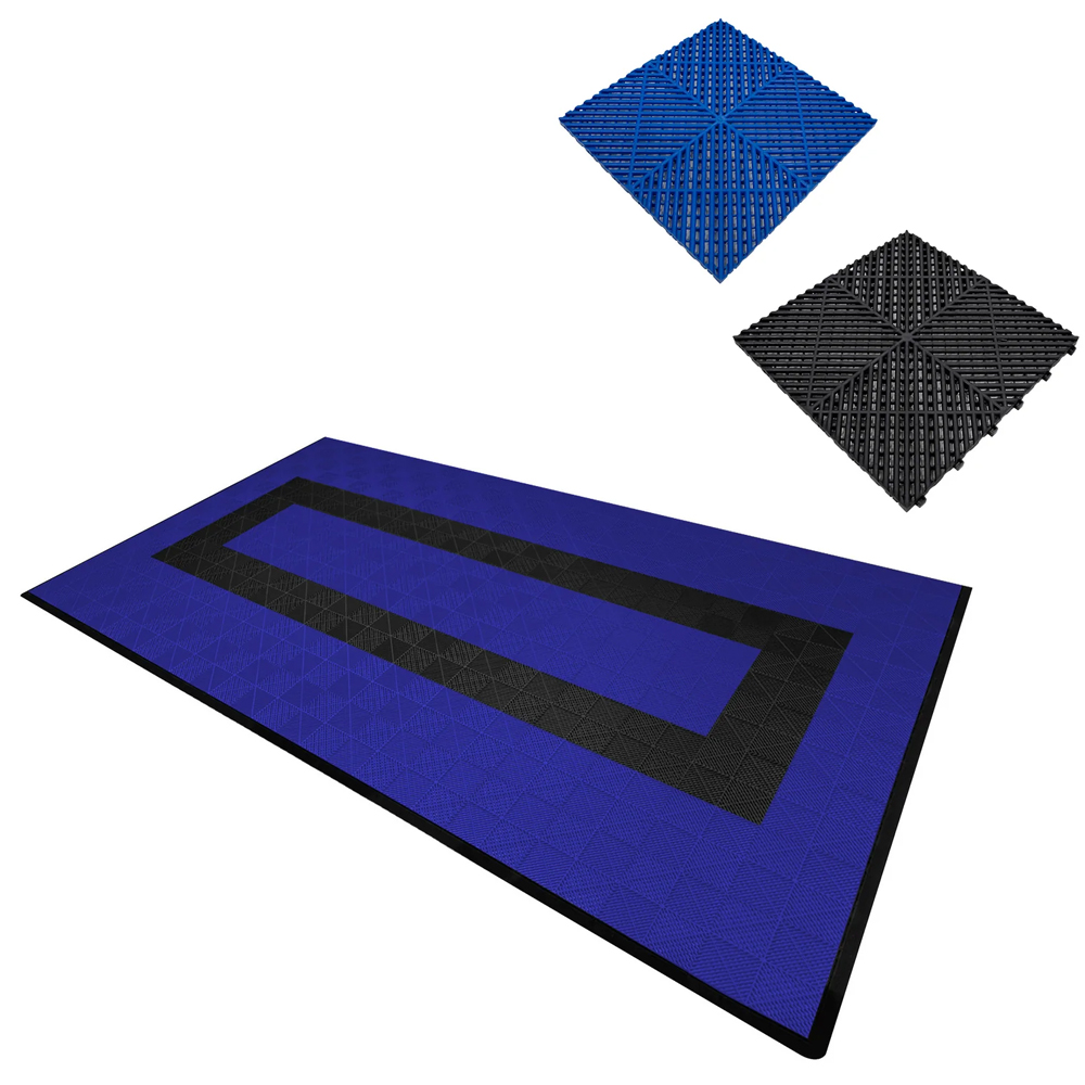Monstershop 90 Blue and 30 Black Vented Garage Floor Tiles with Edges Image 3
