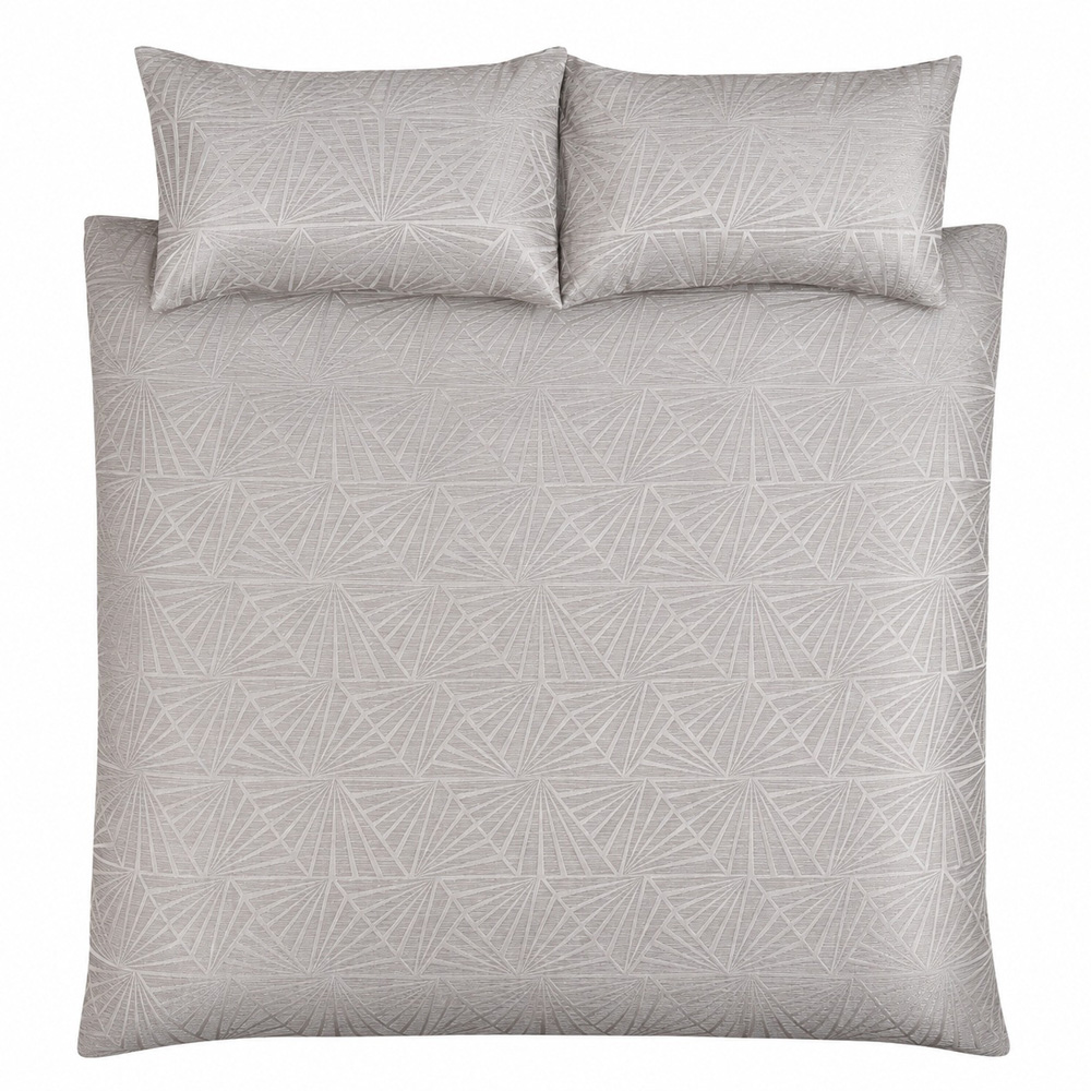 Smart Living Super King Size Natural Lurex Jacquard Geometric Duvet Cover Set Image 4