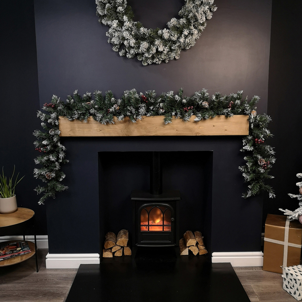 Samuel Alexander Mixed Needle Christmas Garland with Pine Cones and Red Berries 2.7m Image 7
