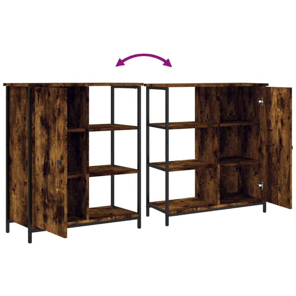 vidaXL Single Door 3 Open Shelf Smoked Oak Sideboard Image 9