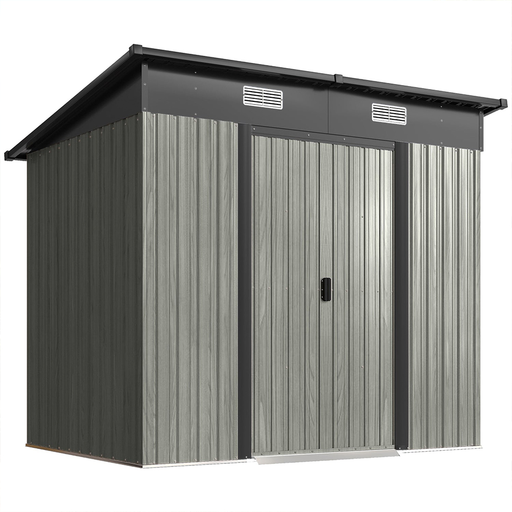 Outsunny 7 x 4ft Light Grey Garden Storage Shed Image 1