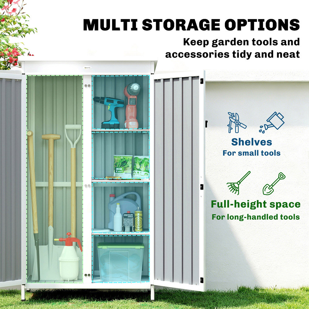 Outsunny 3 x 1.4ft 2 Door White and Black Outdoor Storage Cabinet Image 4