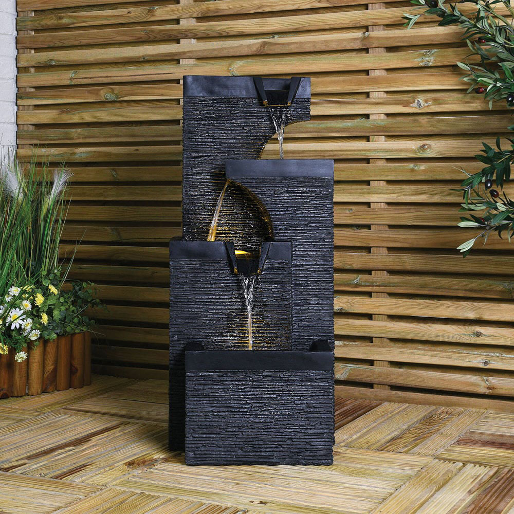 Slate Effect 3 Drop Fountain - Grey Image 2