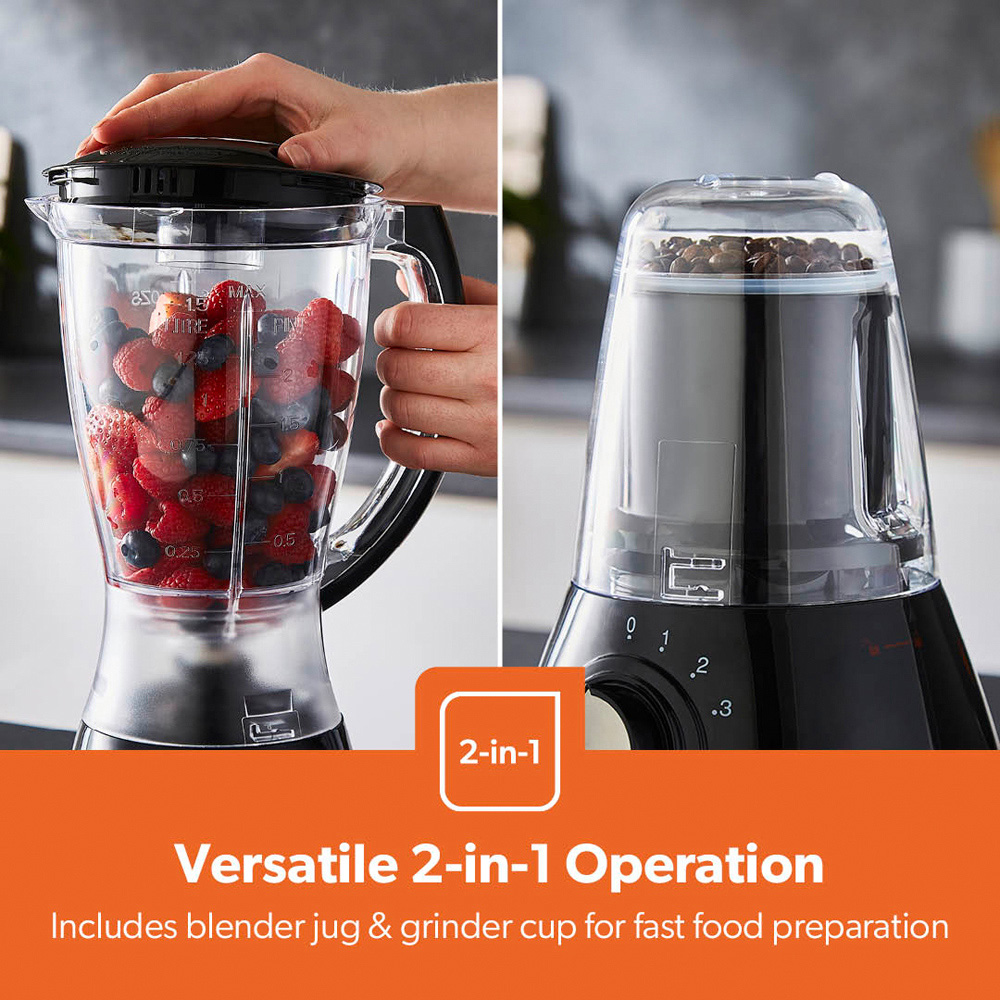Geepas GSB44092UK-BK Black 1.5L 2-in-1 Food Jug and Smoothie Blender 550W Image 5