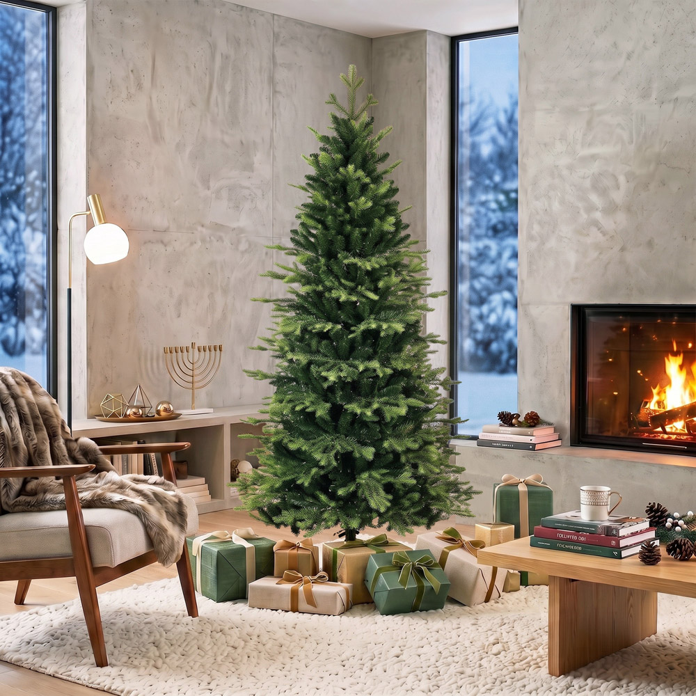 HOMCOM Green Geneva Fir Hinged Artificial Christmas Tree with 1610 Branch Tips 6ft Image 6