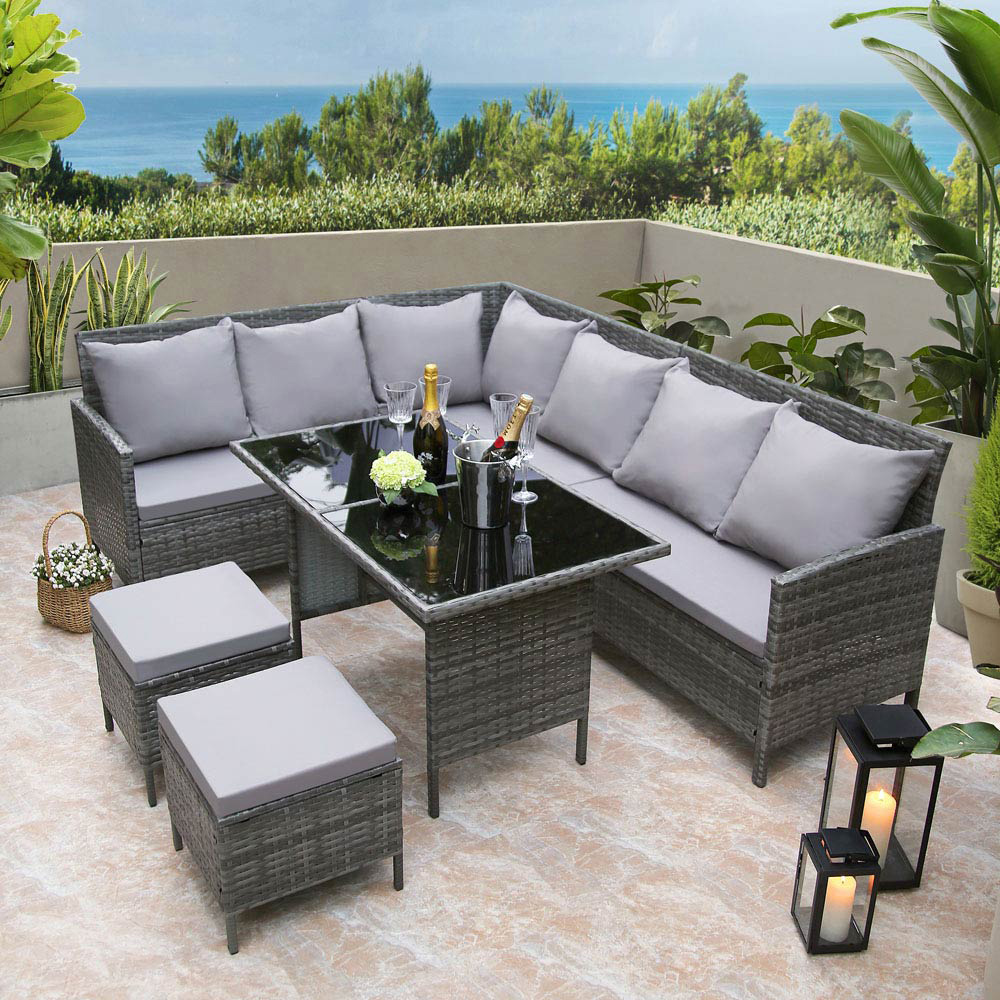 Thalia 8 Seater Sofa Set Grey Image 8