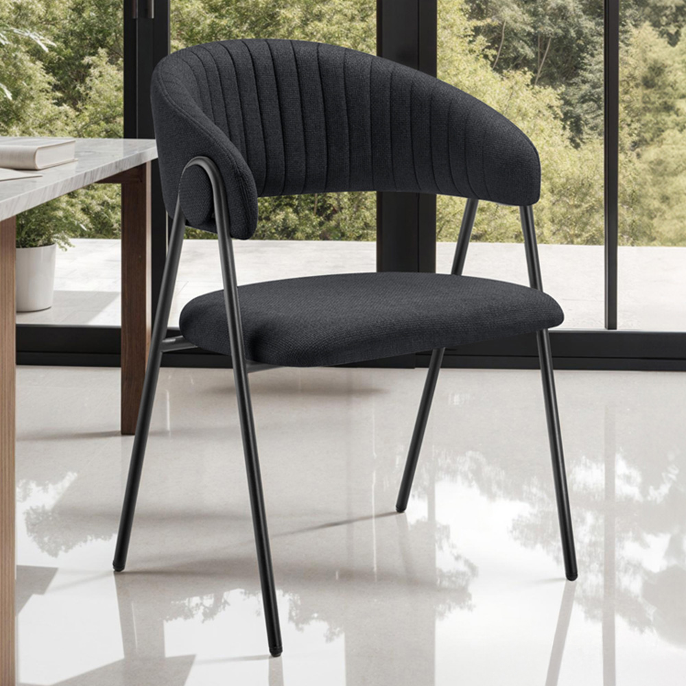 tectake Bedano Set of 2 Black Dining Chair Image 1