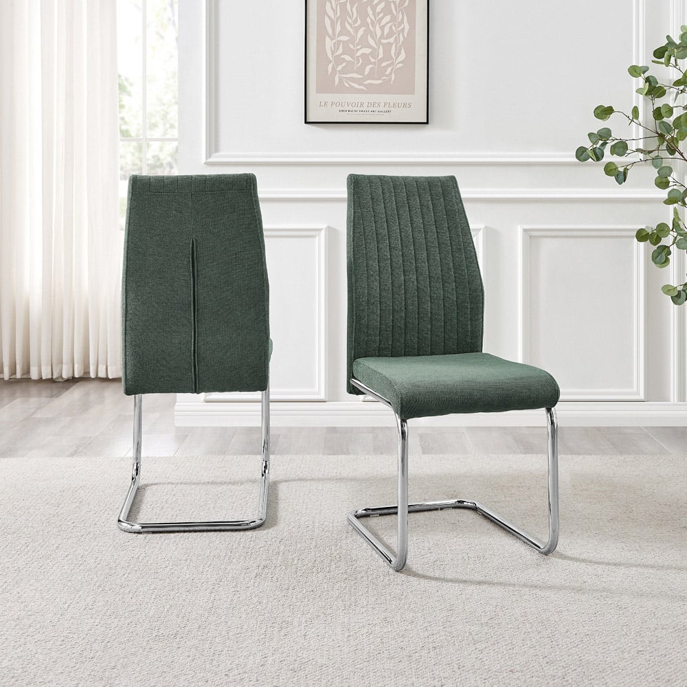 Furniturebox Fontana Set of 2 Green and Silver Dining Chair Image 8