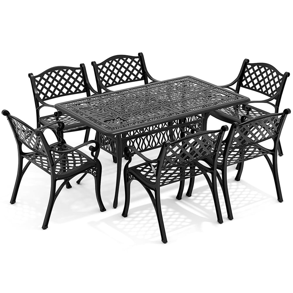 Living and Home 6 Seater Black Garden Bistro Set Image 2