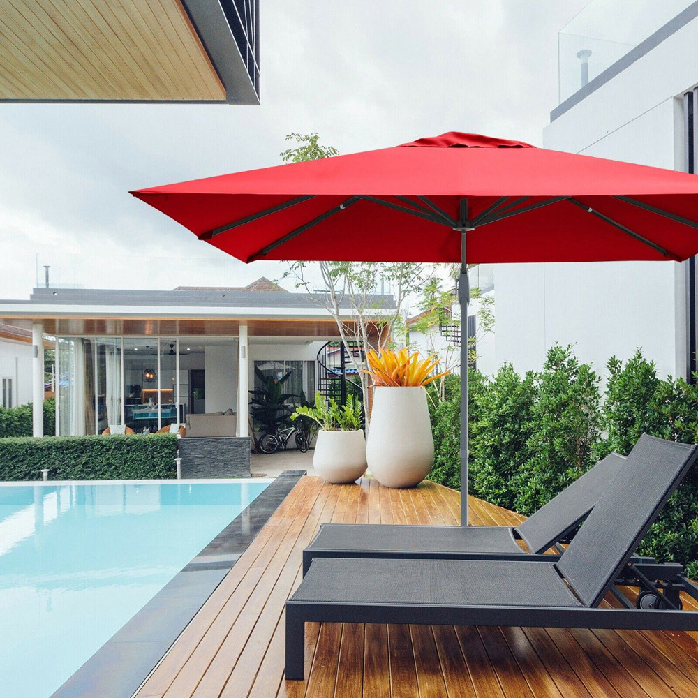 Costway Red Crank Handle Patio Cantilever Umbrella Parasol 3m Image 3