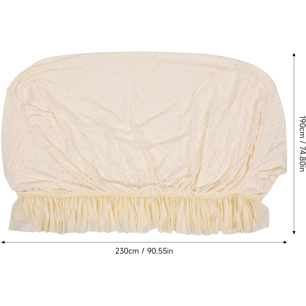 Living and Home 3 Seater Beige Damask 3D Embossed Plush Sofa Cover Image 8