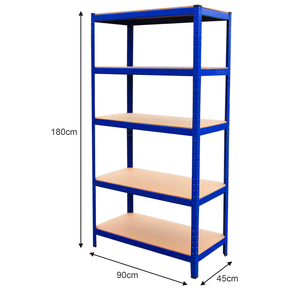MonsterShop T-Rax 5 Shelf Blue Metal Storage Shelving Rack 90cm Set of 3 Image 6