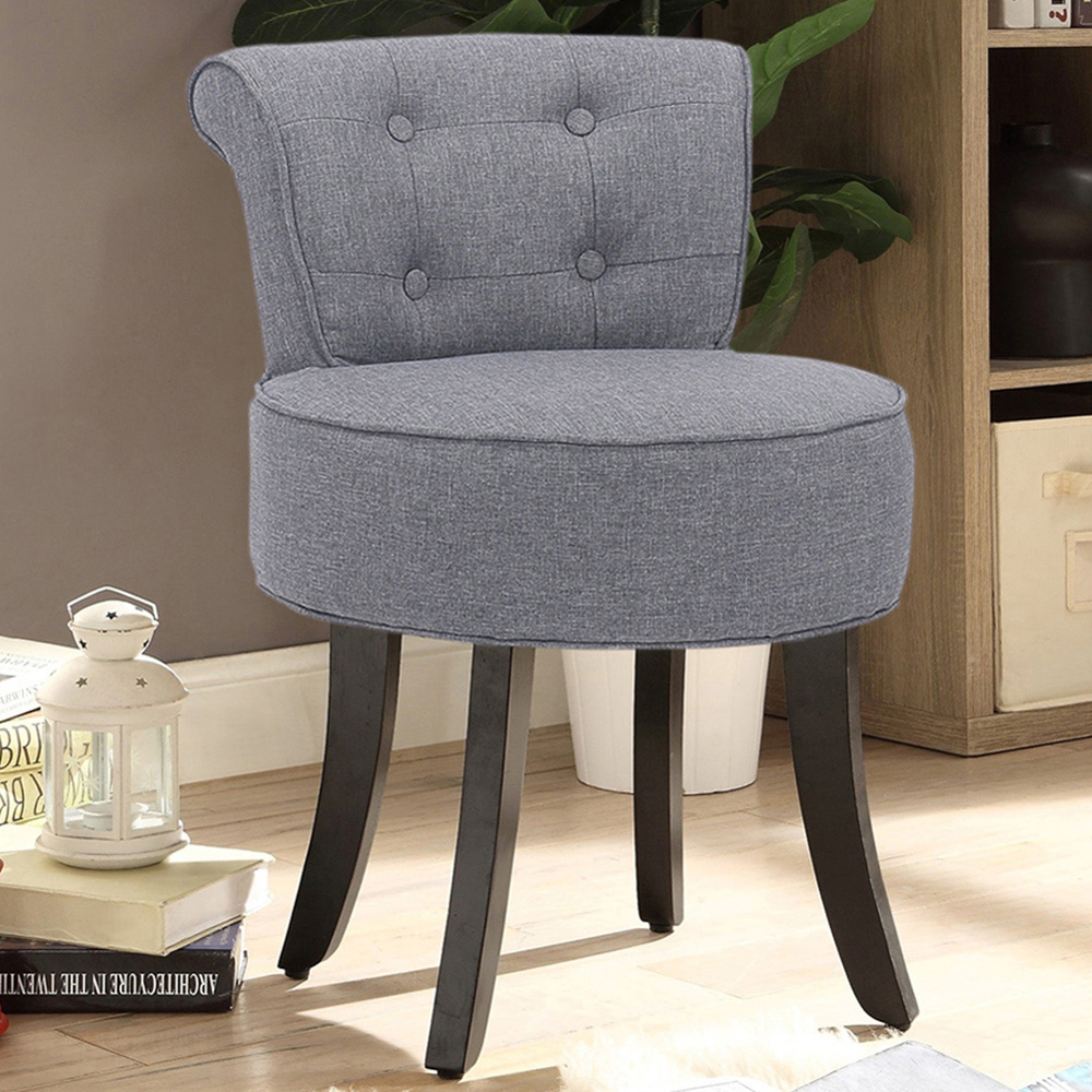 Living and Home Linen Buttoned Accent Chair Image 1