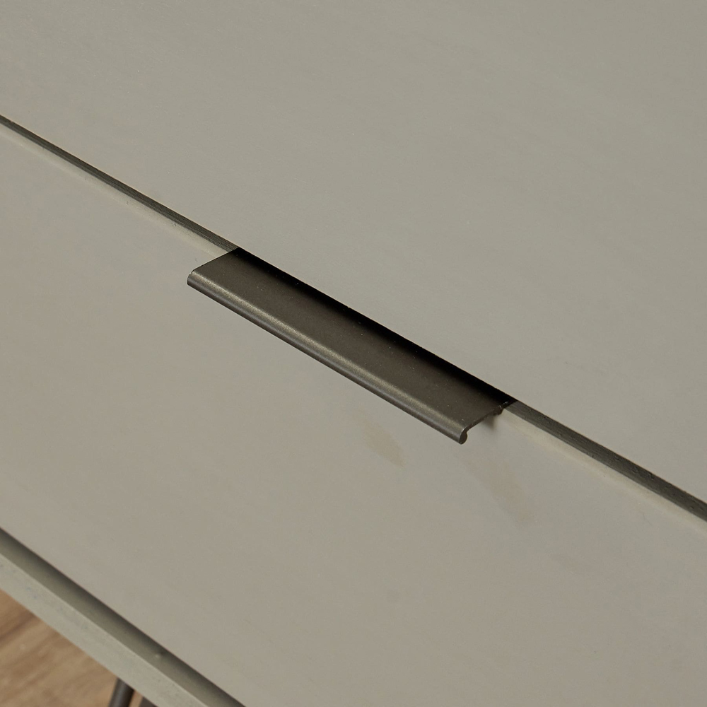 Home Source Acadia 2 Drawer Grey Bedside Table with Metal Hairpin Legs Image 5